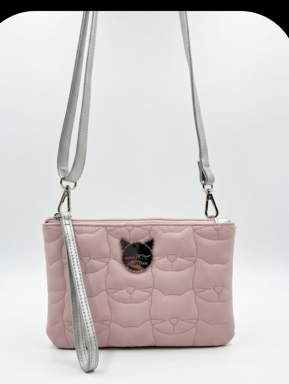 Luv Betsey Johnson Pink Quilted Cat Crossbody Bag Wristlet Clutch Convertible